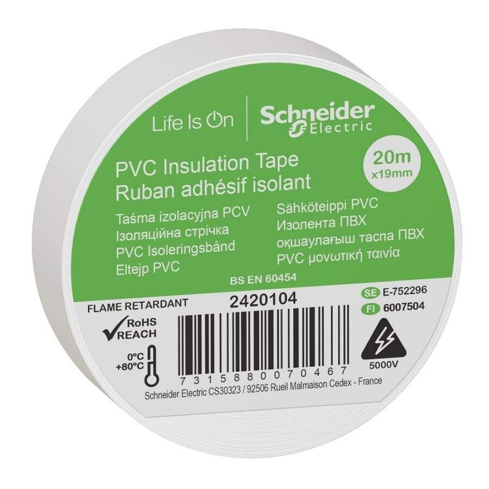 Schneider Beyaz PVC İzolasyon Bandı 20mt*19mm 2420104