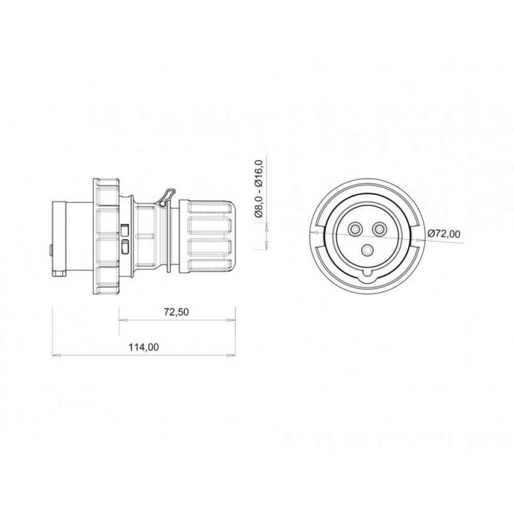 Bemis 3X16A Düz Erkek Fiş IP 67 220 Volt BC1-1403-7011