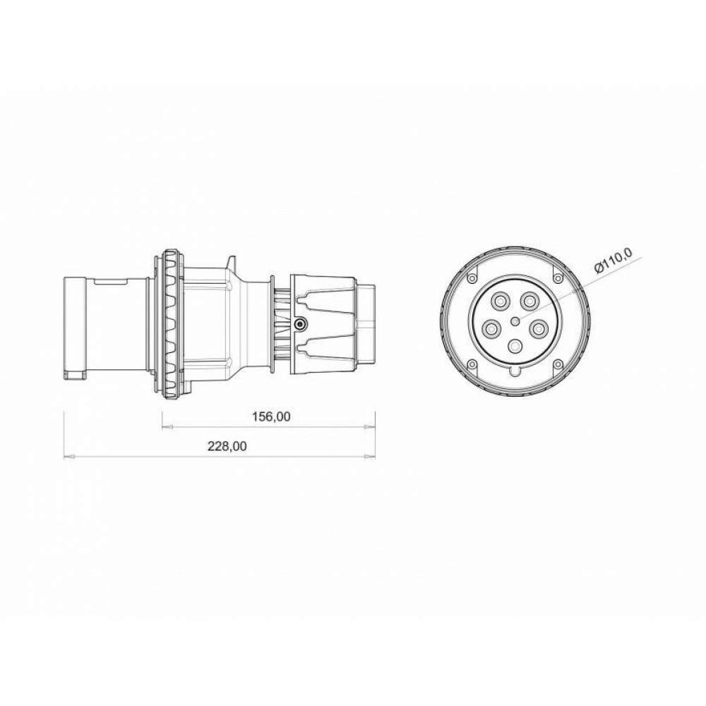 Bemis 5X125A Düz Seyyar Erkek Fiş IP 44 380 Volt BC1-6505-7011