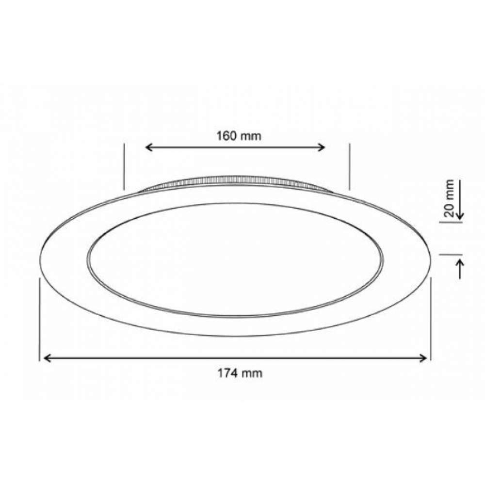 İnoled 12w Günışığı Siyah Kasa Slim Led Panel Yuvarlak 2812-02