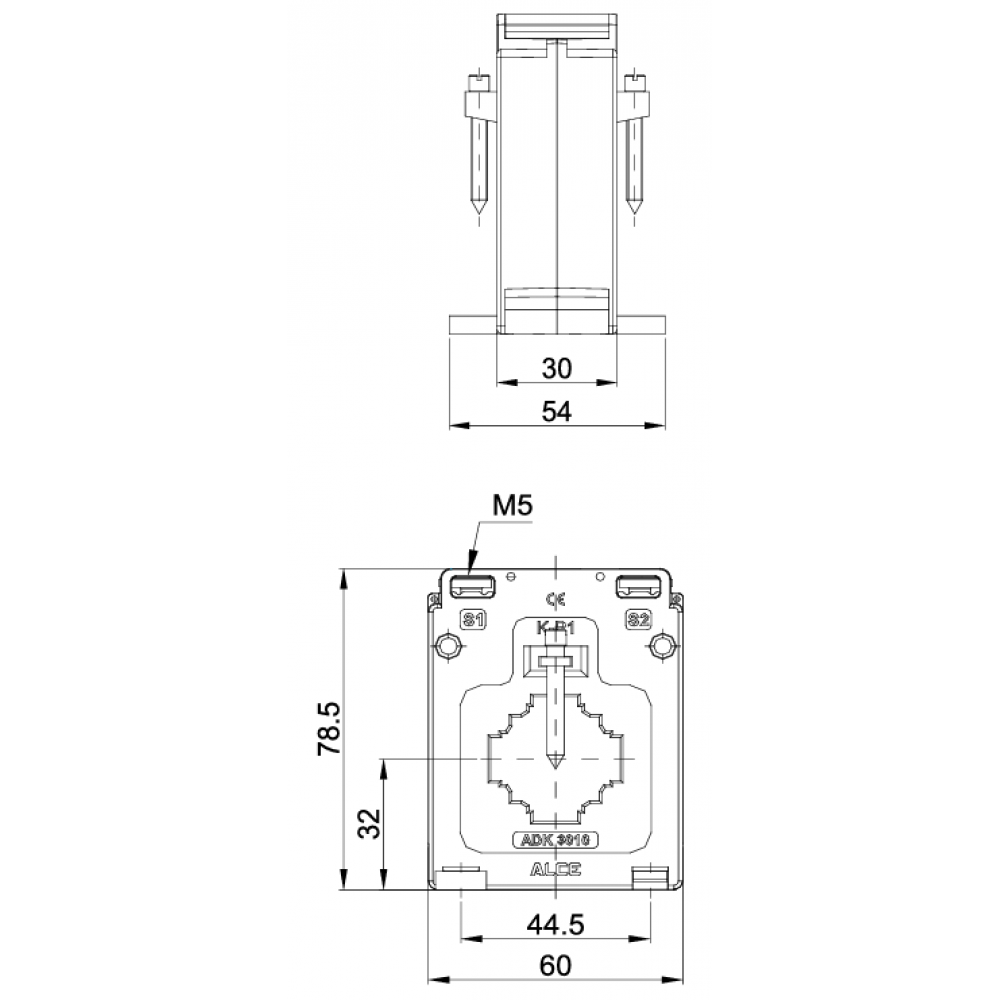 Alce ADK3010 Delikli Akım Trafosu, 60/5, 1 VA, Class 1, Mühürsüz - ADK3010-60/5-1VA