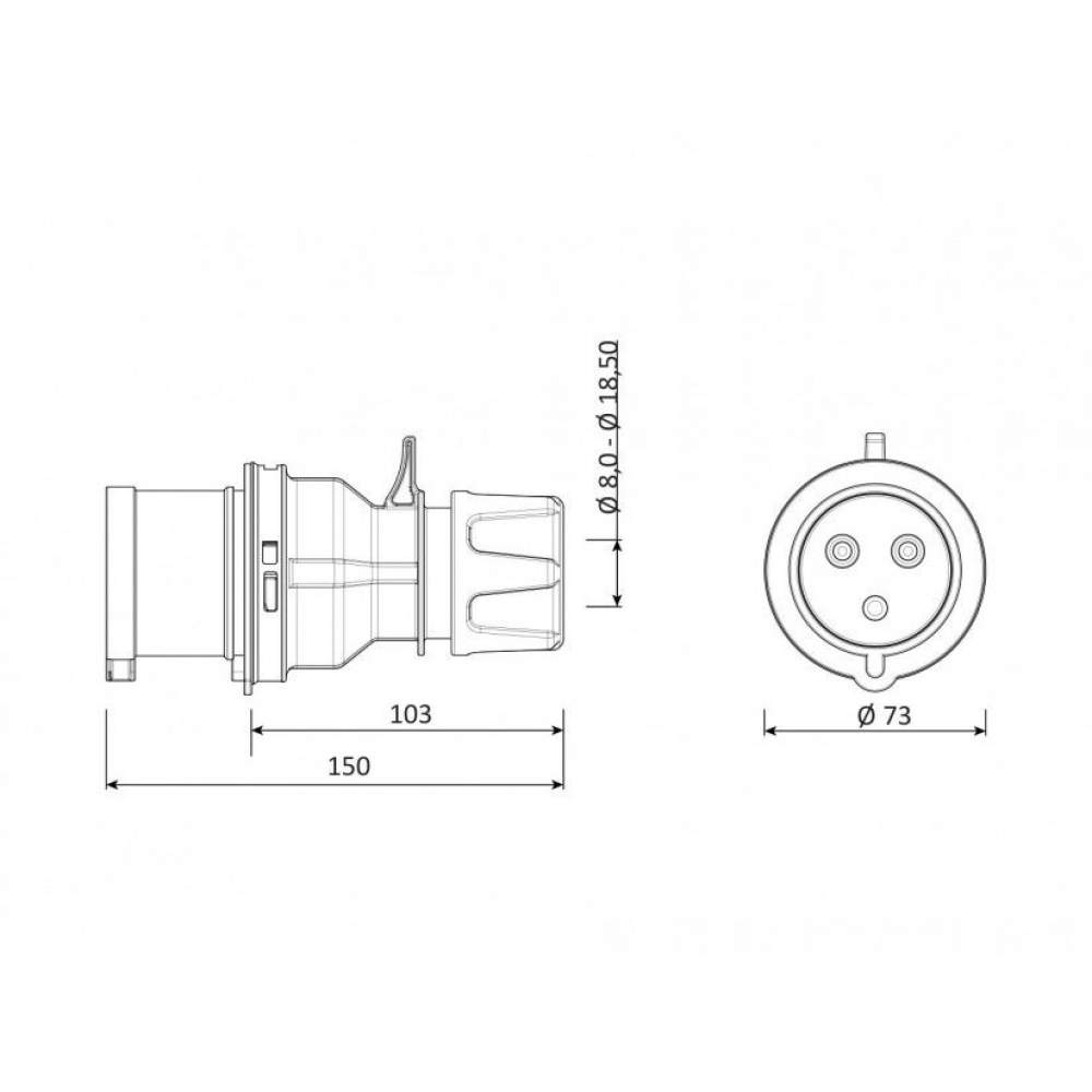 Bemis 3X32A Düz Seyyar Erkek Fiş IP 44 220 Volt BC1-3403-2011