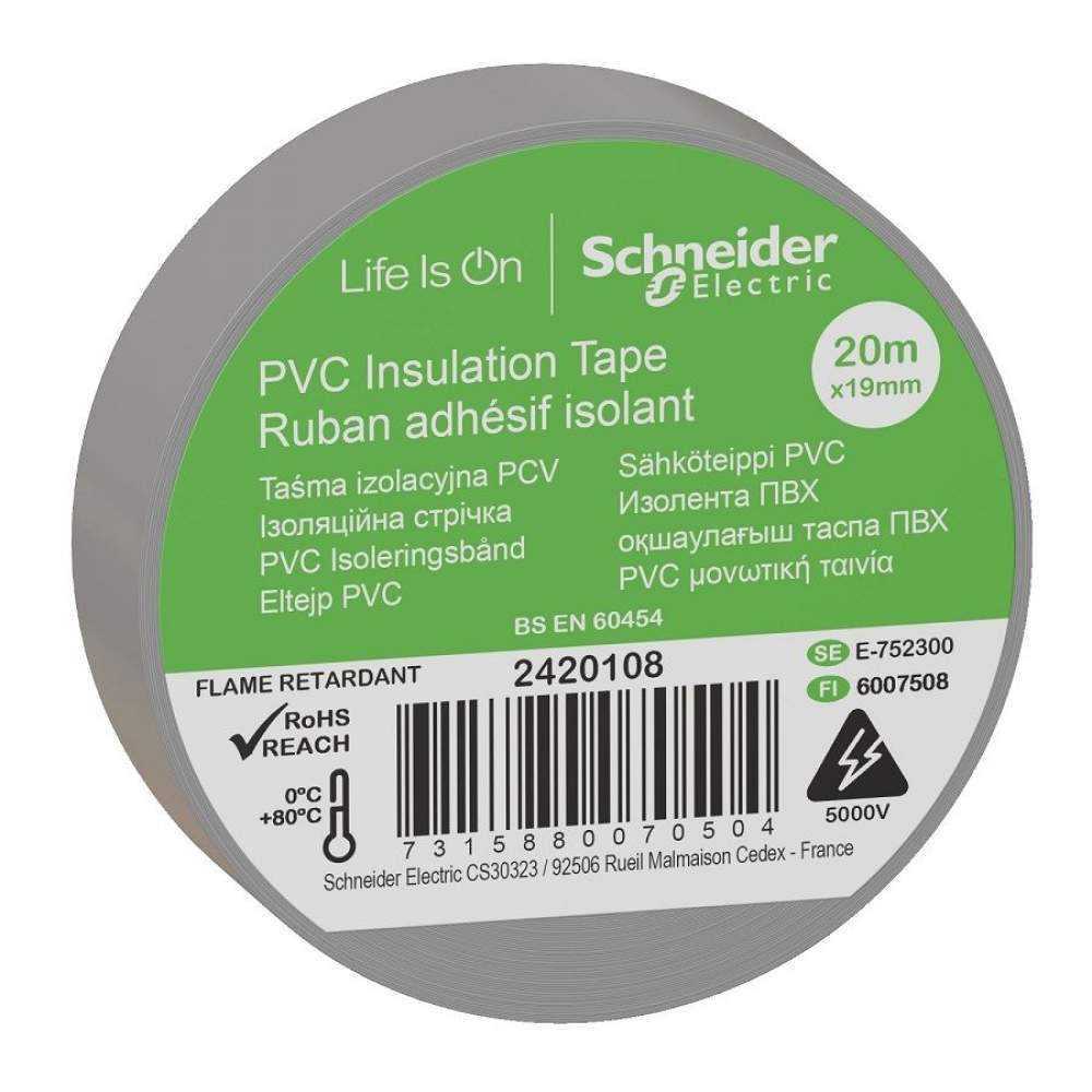 Schneider Gri PVC İzolasyon Bandı 20mt*19mm 2420108