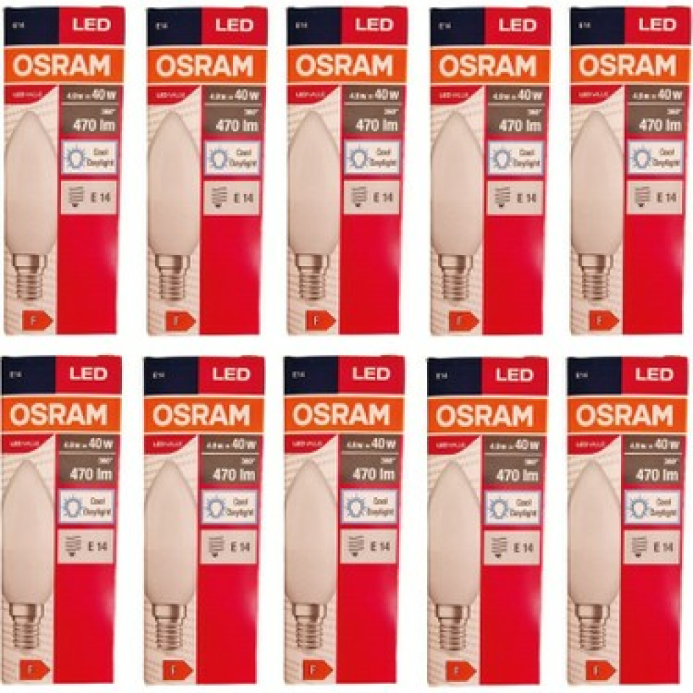 Osram 4.9W Beyaz Işık Buji Led Ampul E-14 Value 470 Lümen-10 Adet