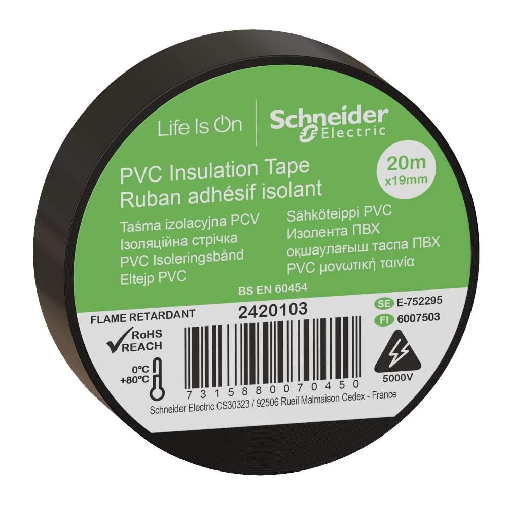 Schneider Siyah PVC İzolasyon Bandı 20mt*19mm 2420103