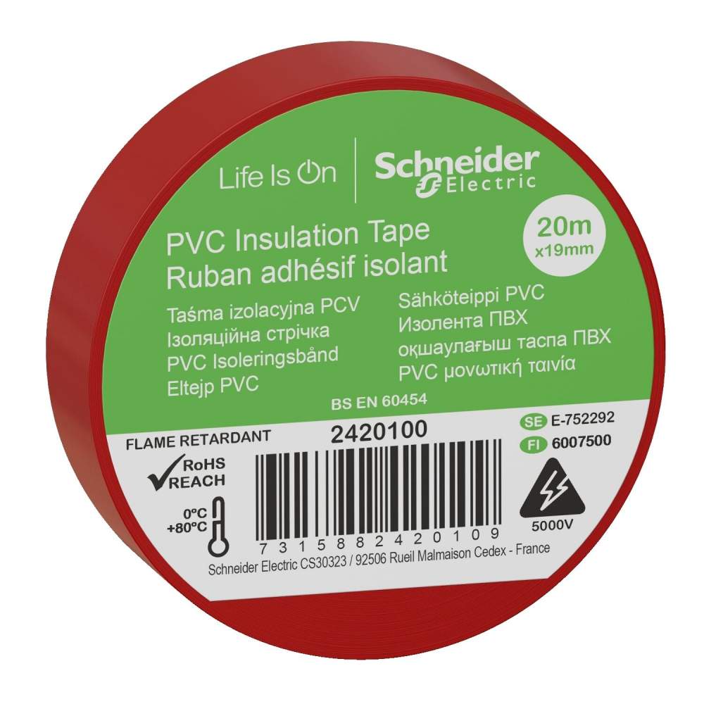 Schneider Kırmızı PVC İzolasyon Bandı 20mt*19mm 2420100