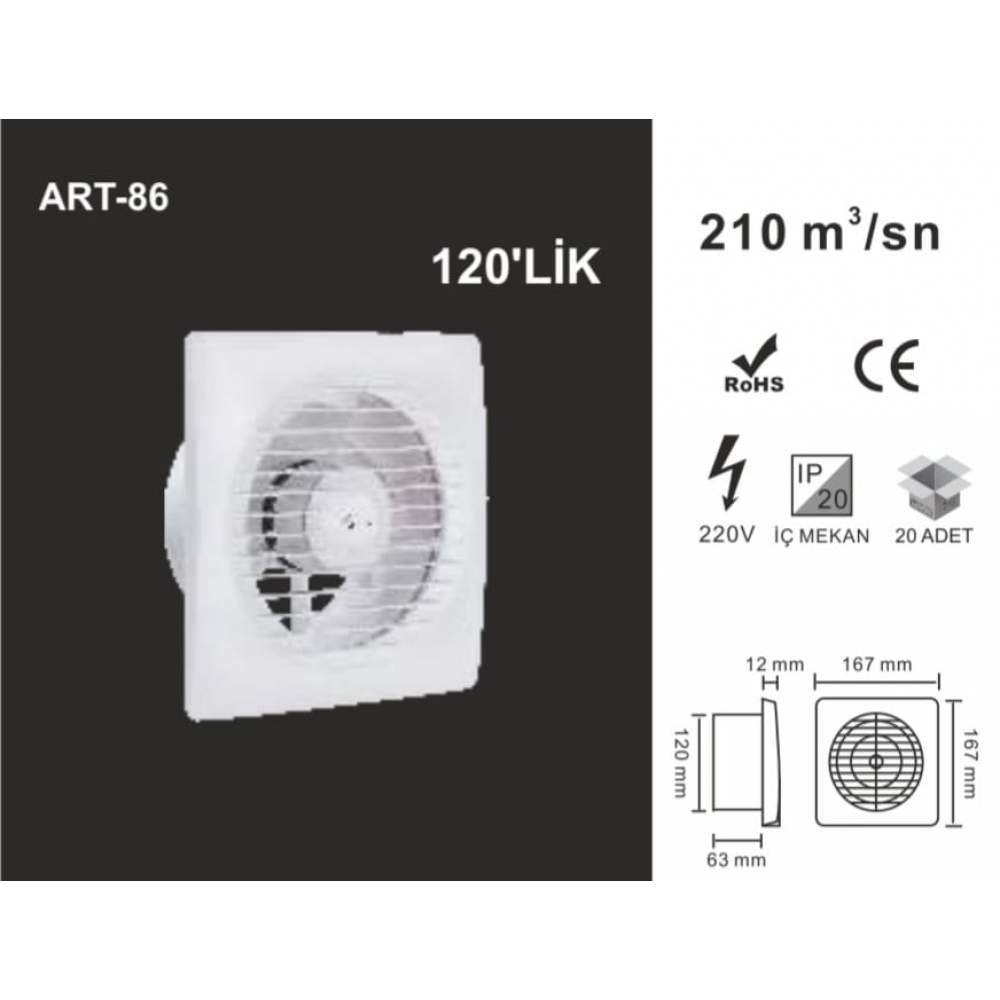 ARTI LED ART-86 BEYAZ RENK 120LİK DEKORATIF ASPİRATÖR