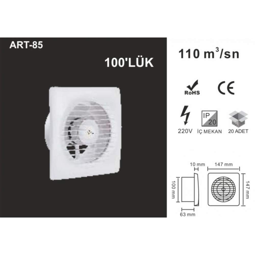 ARTI LED ART-85 100LÜK BEYAZ KASA DEKORATİF ASPİRATÖR