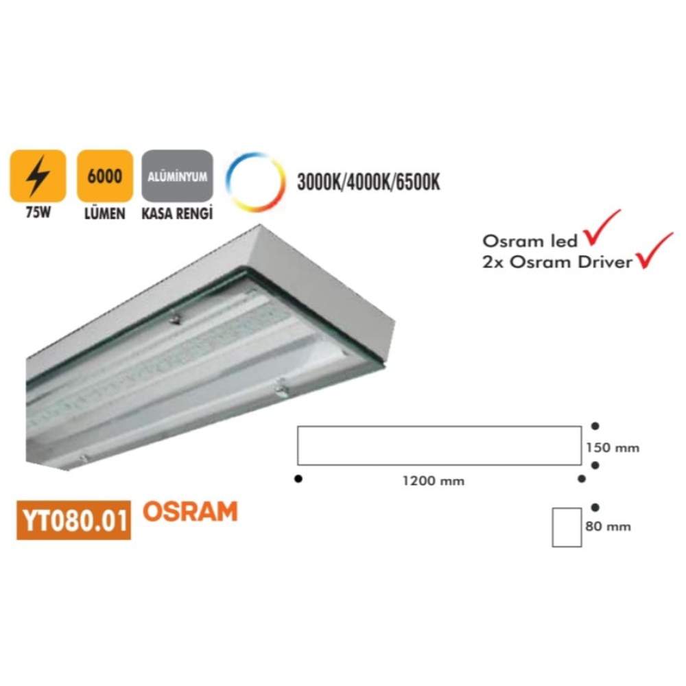 NO-VO YT080.01 75W LED YÜKSEK TAVAN ARMATÜRÜ 6000LUMEN