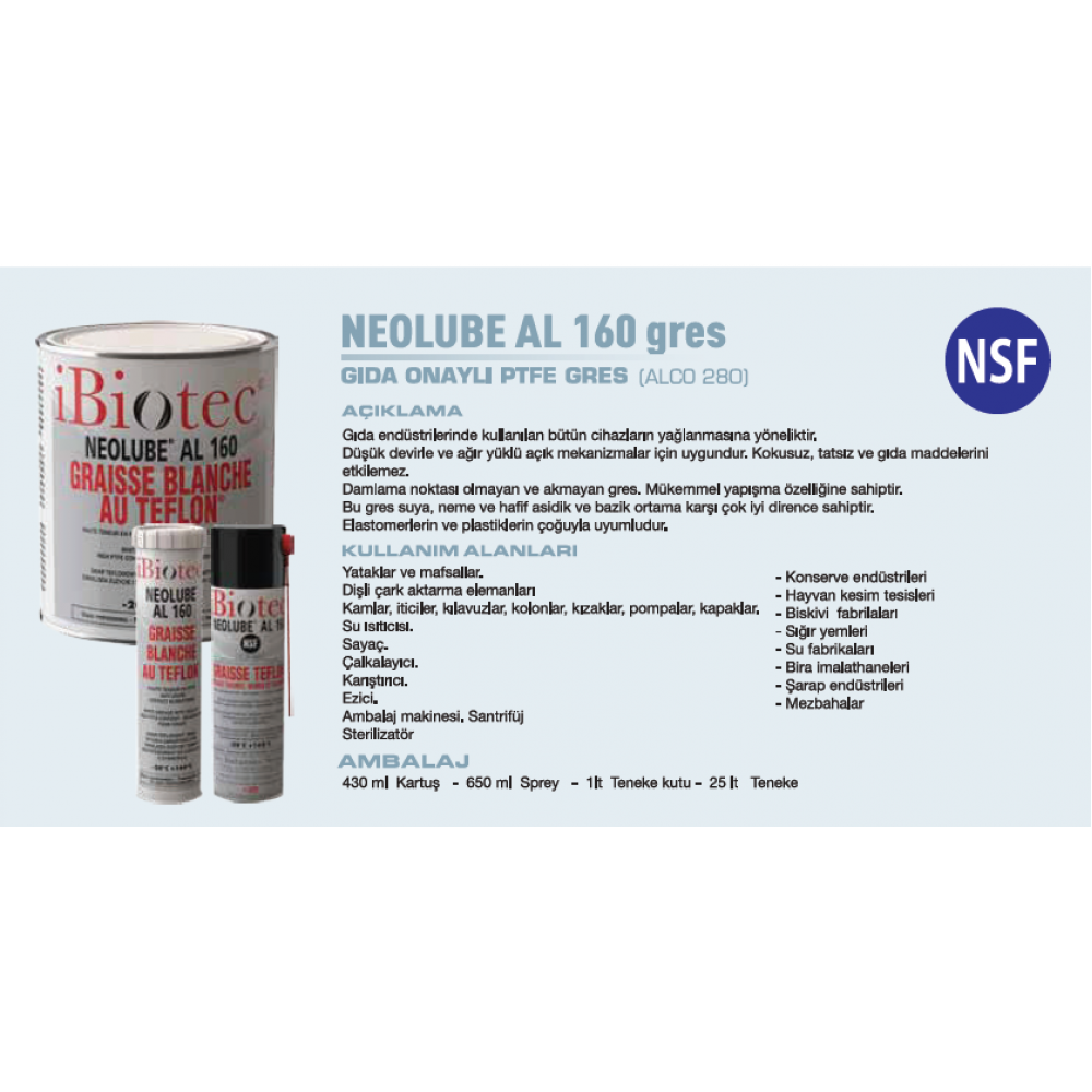 MMCC İbiotec Neolube AL160 PTFE Gres 1 kg