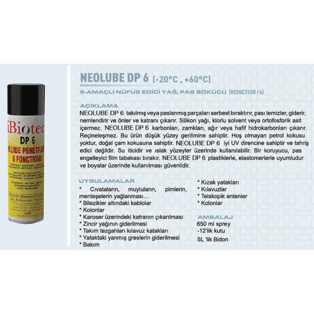 MMCC İbiotec Neolube DP6 Yağ Pas Sökücü 650 ml