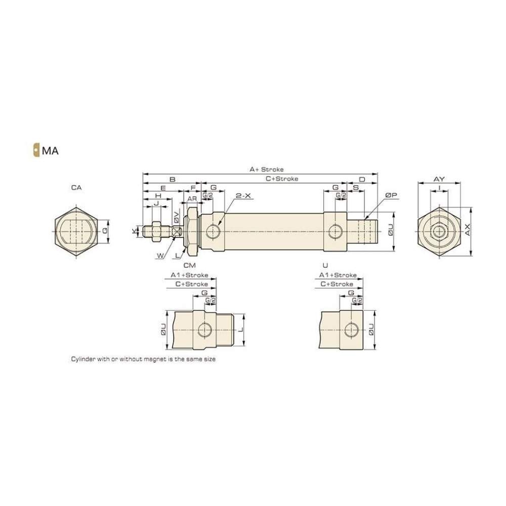 Jelpc 25x75 MA Pnömatik Piston