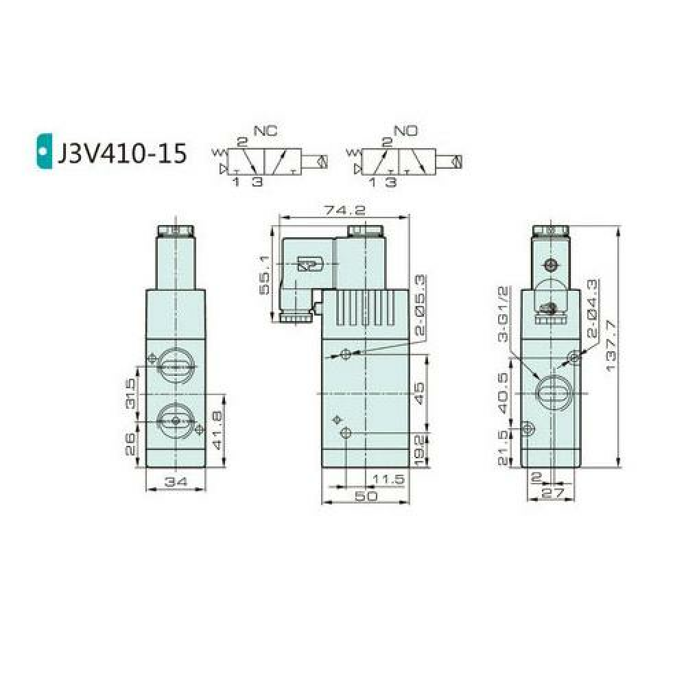 Jelpc 1/2-3/2 Bobin-Yay Valf 3V410-15