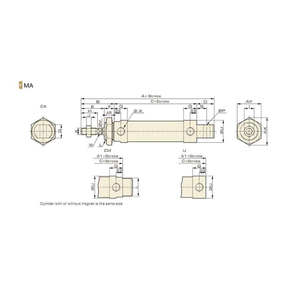 Jelpc 12x75 MA Pnömatik Piston