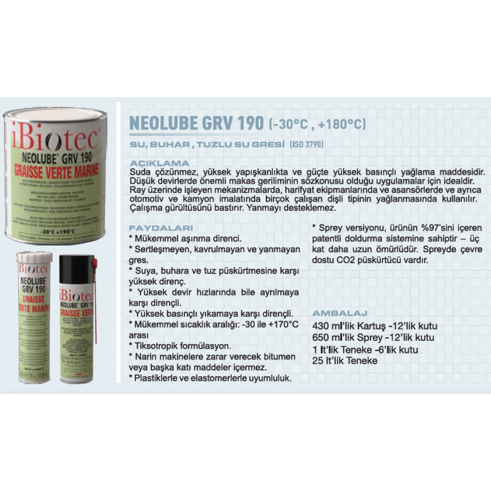 MMCC İbiotec Neolube GRV190 Su Gresi 1 kg