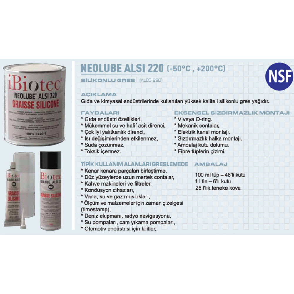 MMCC İbiotec Neolube ALSI220 Silikonlu Gres 1 kg