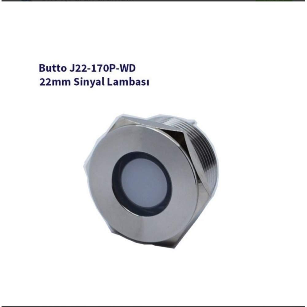 22mm Yassı Kafalı Sinyal Lambası Beyaz J22-170P-WD