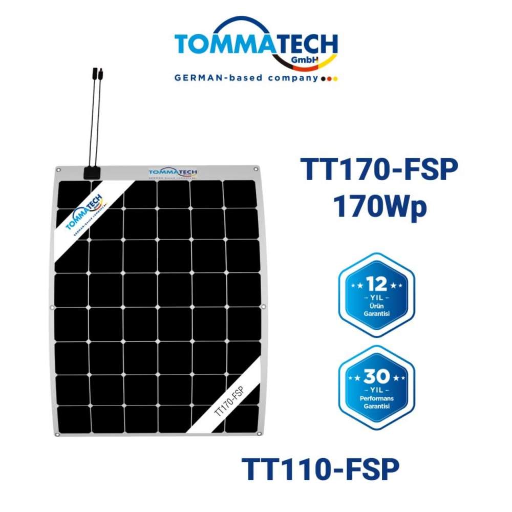 TommaTech 170 W Watt Esnek Güneş Paneli Flexible Solar Panel