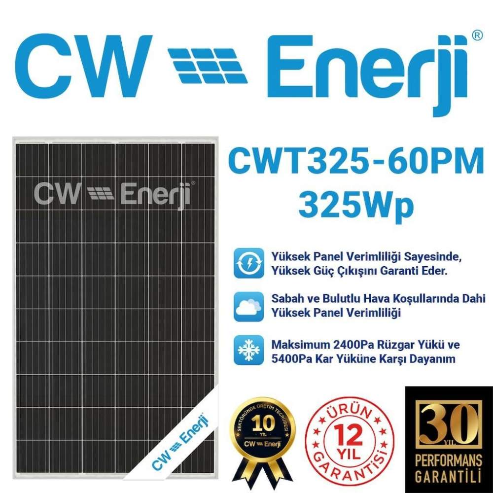 GÜNEŞ PANELİ 325W MONO 100X167 CW ENERJİ 24 VOLT