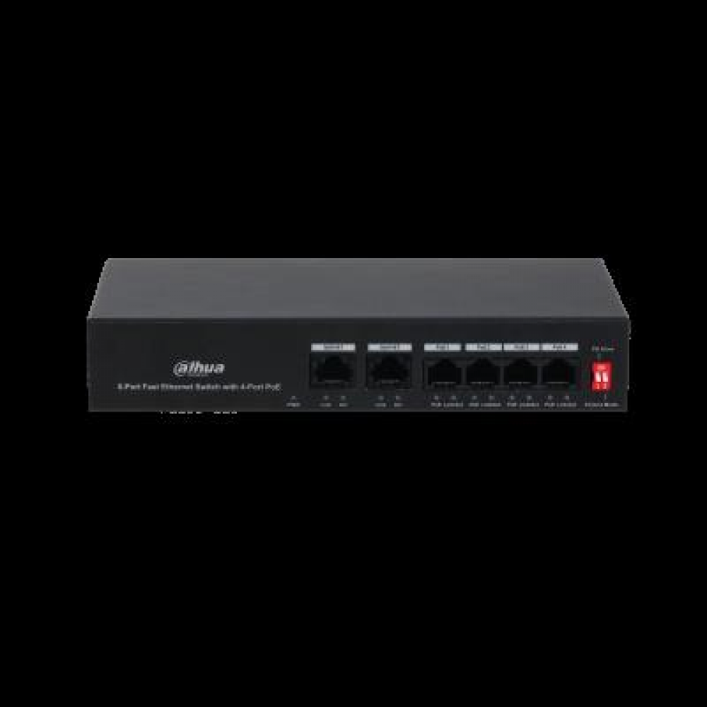 Dahua PFS3006-4ET-36 4Port PoE Switch (4FE PoE + 2FE Uplink, Toplam 36W PoE )