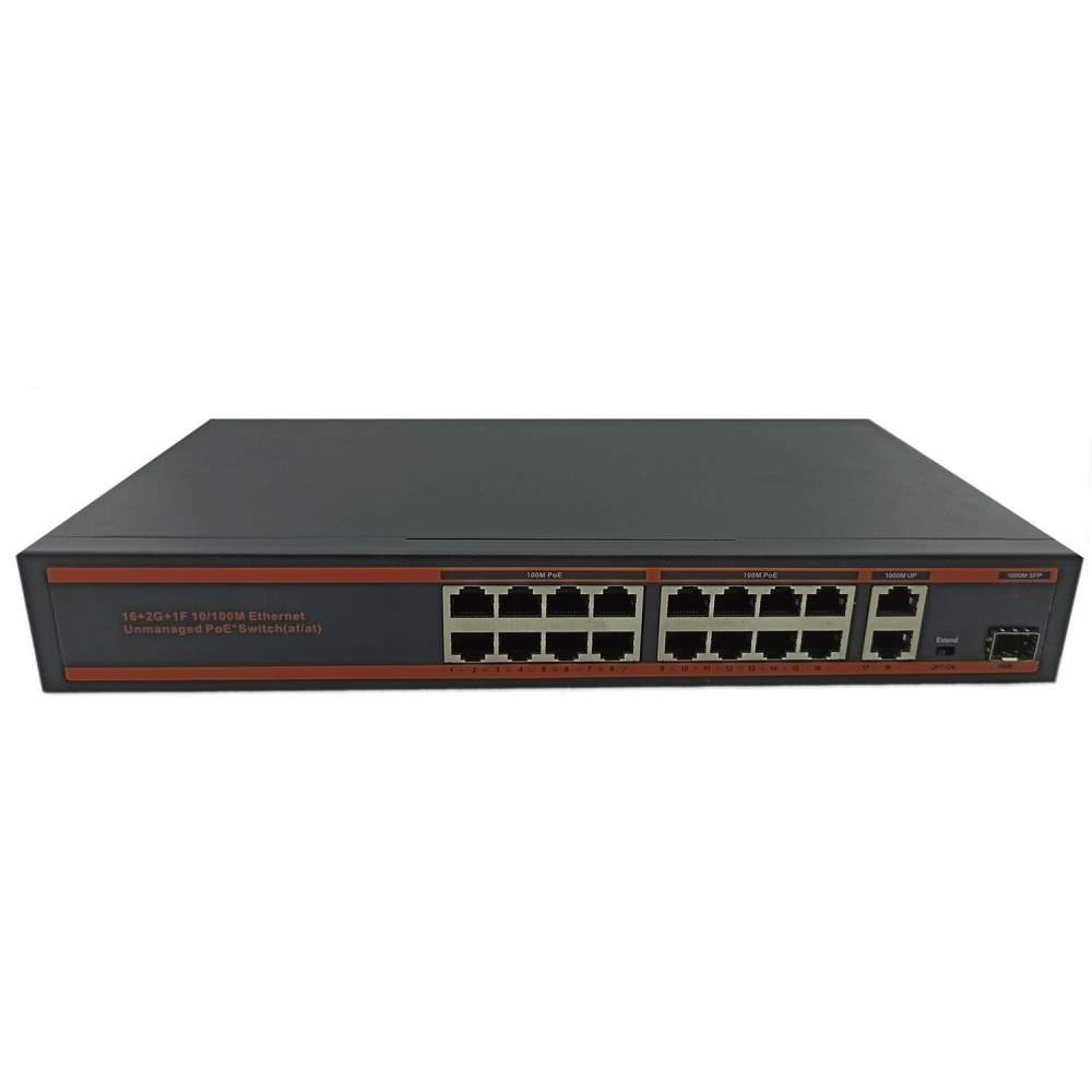 Nova ND1PD1622LFGX 16 Port Poe Switch 10/100 Mbps 2Port 10/100/1000 Mbps Uplink 1 Port SFP