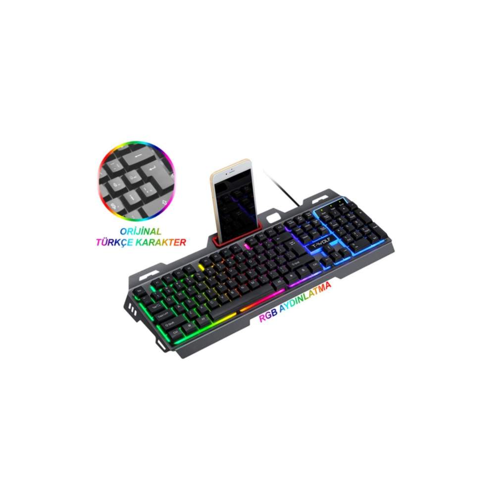 T-WOLF T16 METAL KASA USB Q RGB IŞIKLI OYUNCU KLAVYESİ