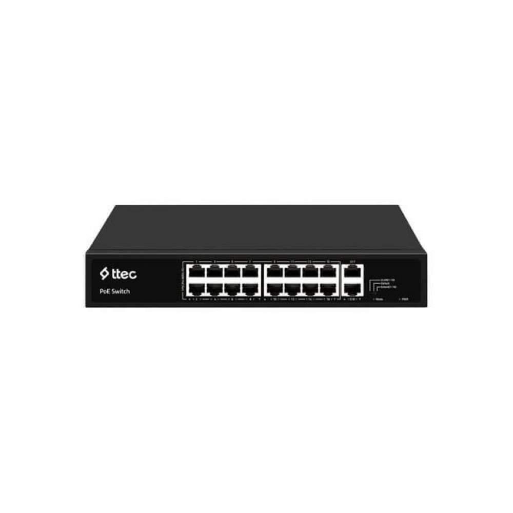 ttec 18300PG 16 Portlu, 10/100 F ast Ethernet, Tak Çalıştır Sw itch, 2 Gigabit Uplink, 16