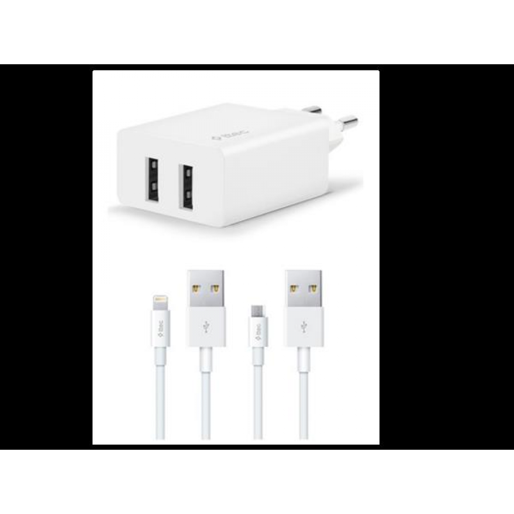 TTEC 2SCS21DB ŞARJ USB BAŞLIK ÇİFT ÇIKIŞ IPHONE+MİCRU USB KABLO 2.4A