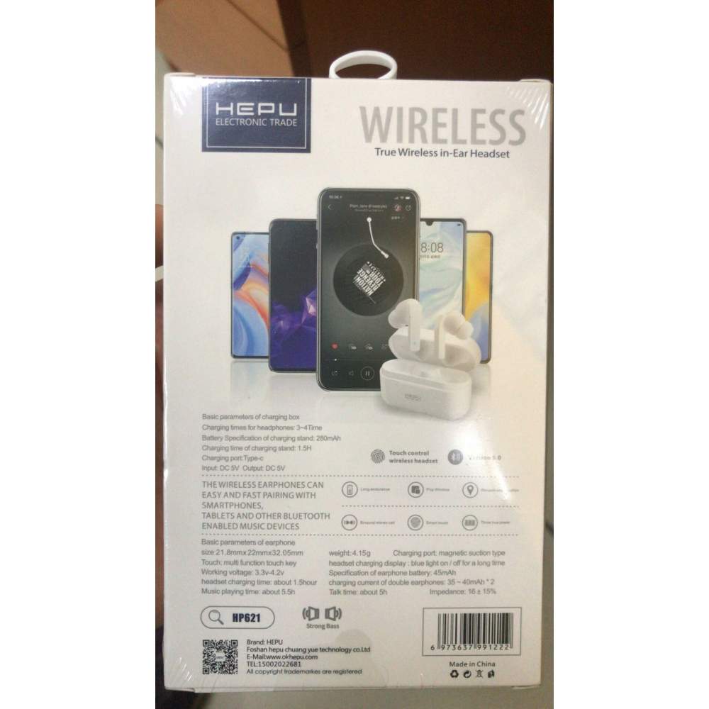 HEPU HP621 TRUE WIRELESS ŞARJLI KUTULU BLUETOOTH KULAKLIK