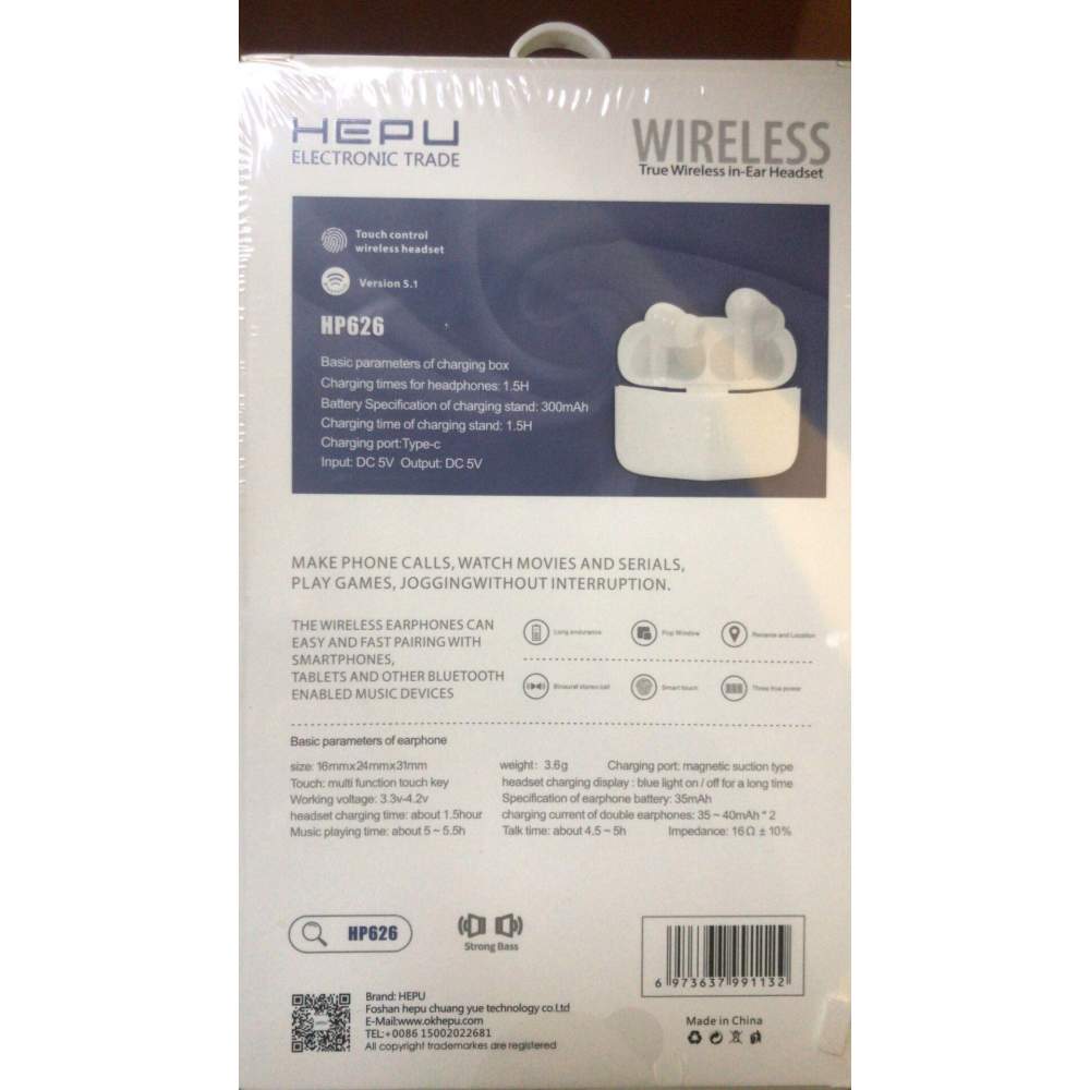 HEPU HP626 TRUE WIRELESS ŞARJLI KUTULU BLUETOOTH KULAKLIK