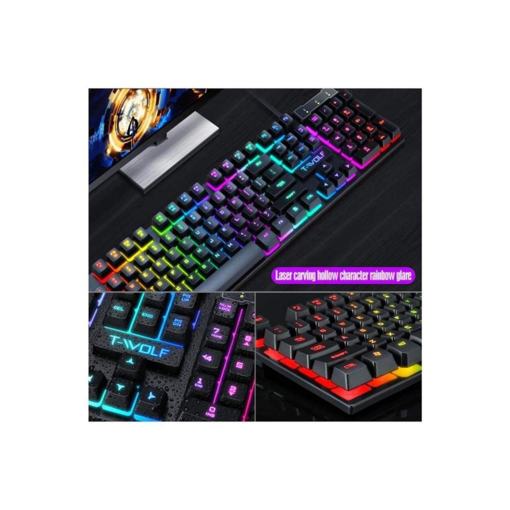 T-WOLF TF200 METAL KASA USB Q RGB IŞIKLI OYUNCU KLAVYE MOUSE TAKIM