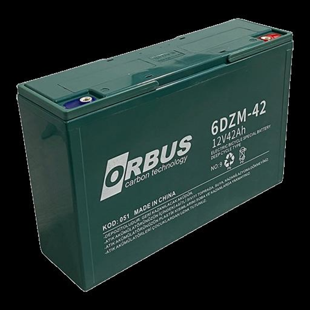 12 VOLT 42 AMPER ELEKTRİKLİ BİSİKLET AKÜSÜ ORBUS-270*77*170 mm. - 10,3 kg