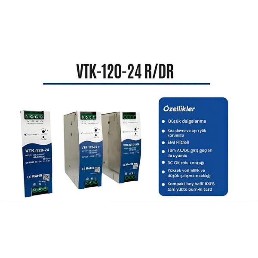 VTK-250-24-S VATKON 10A-24V ANAHTARLAMALI GÜÇ KAYNAĞI (S SERİSİ)