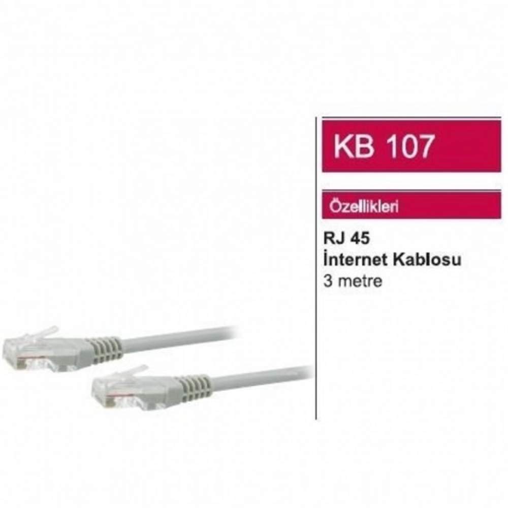 RJ 45İnternet Kablosu 3 MT KB 107A