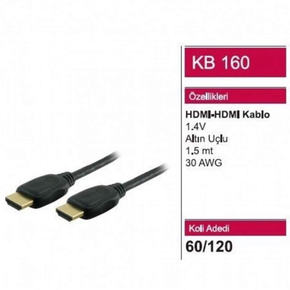HDMI -HDMI 1.4 V ALTIN UÇLU KABLO 30 AWG 1.5 MT