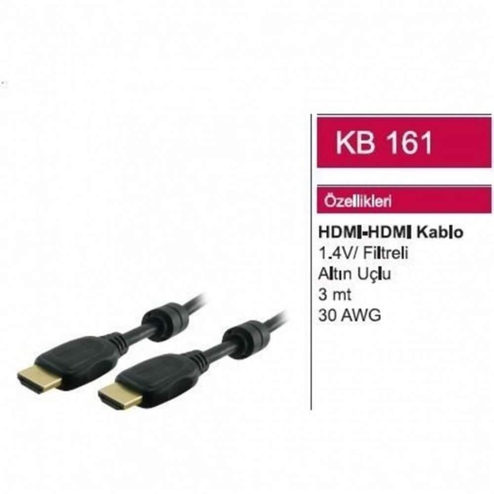 HDMI -HDMI 1.4 V FİLTRELİ ALTIN UÇLU KABLO 30 AWG 3 MTI