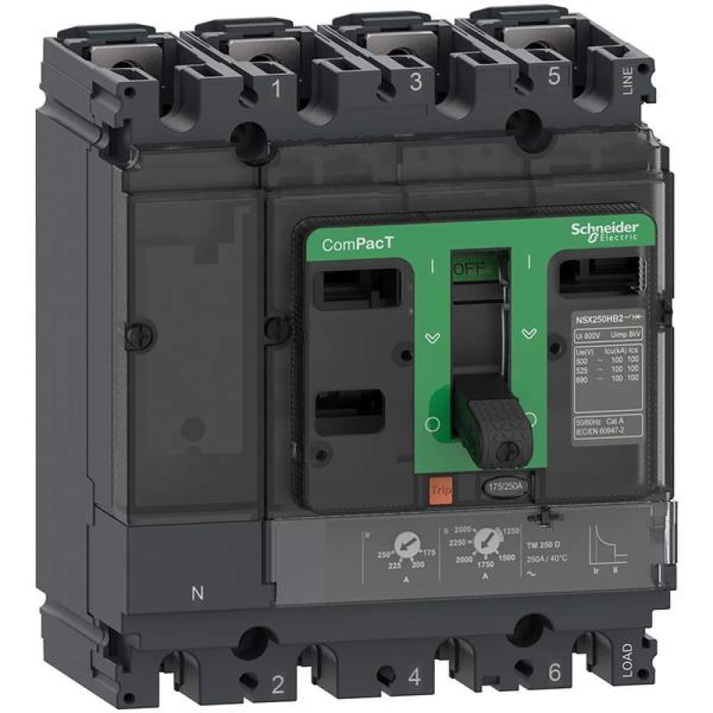 Schneider Electric  C25F4TM250  NSX250F 36Ka AC 4P4D 250A TMD