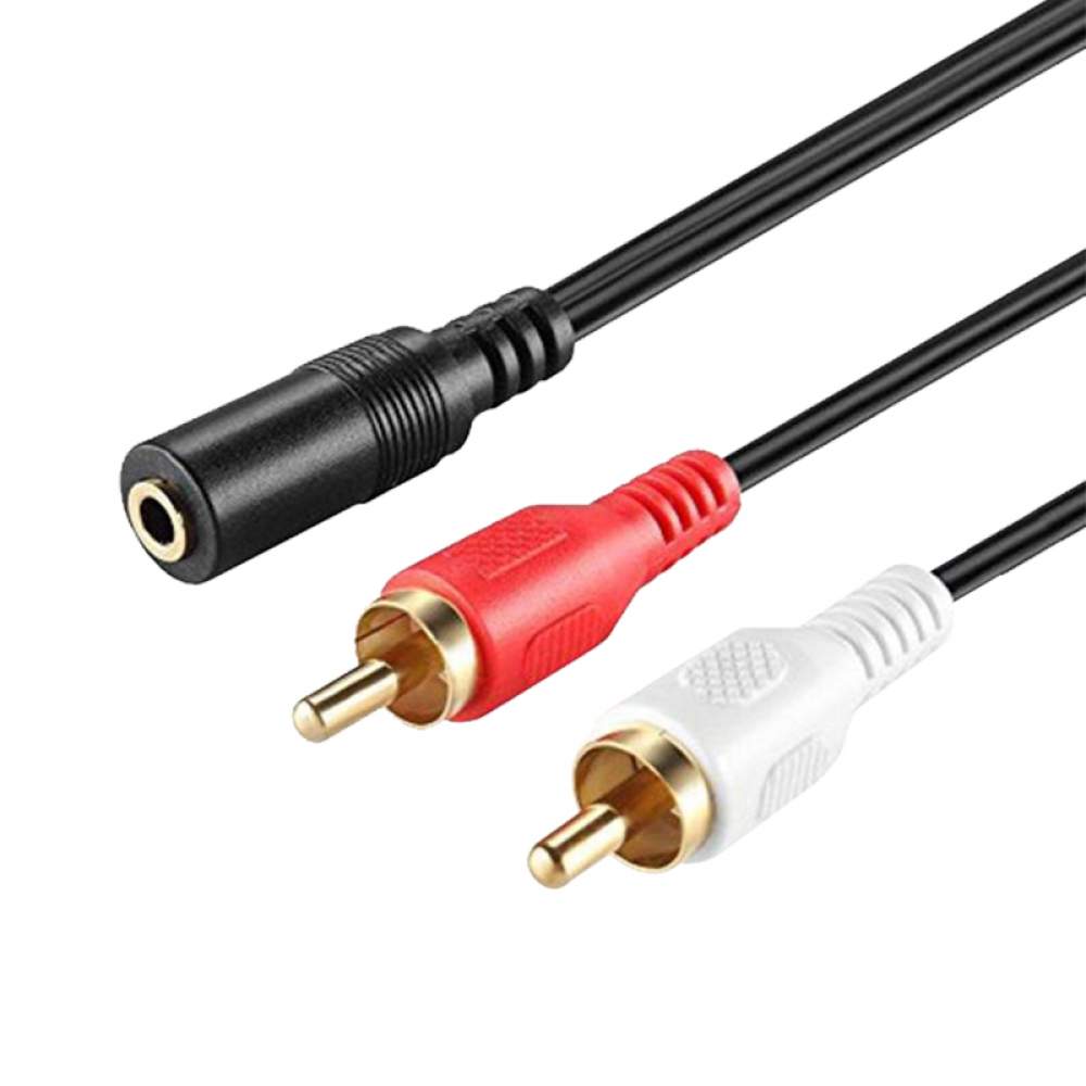 ELEKTROMER 3.5 MM STEREO DİŞİ / 2 RCA ShopZum  ERKEK 1.5 METRE GOLD KABLO ShopZum