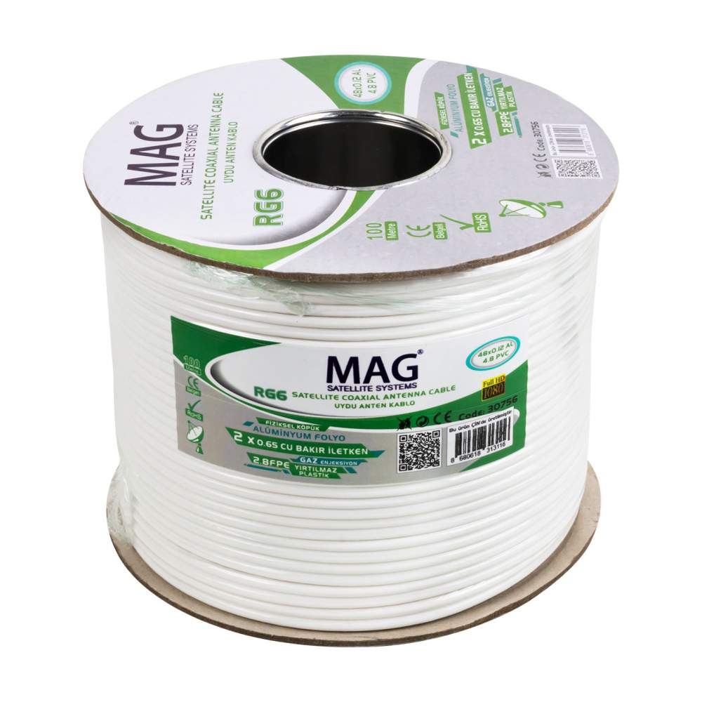 MAG ShopZum  RG59 FA MİNİ DUAL BİTİŞİK 48 TEL ANTEN KABLOSU ShopZum (100 METRE)