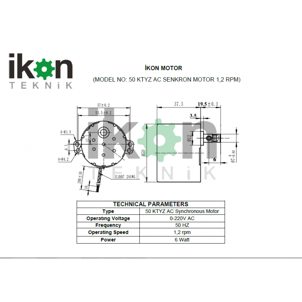 1 2 Rpm 6W Ac Senkron Motor 50 Ktyz Viyol Motor