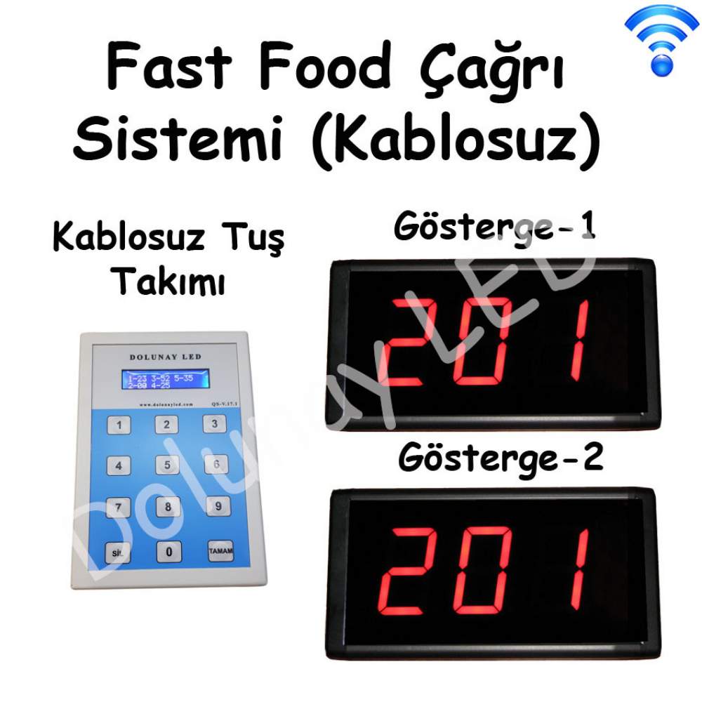 Fast Food Çağrı Sistemi 2 Gösterge Kablosuz Gösterge