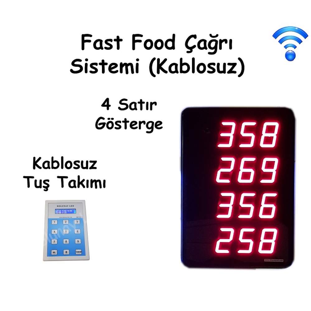 Fast Food Çağrı Sistemi 4 Satır Gösterge Kablosuz Gösterge