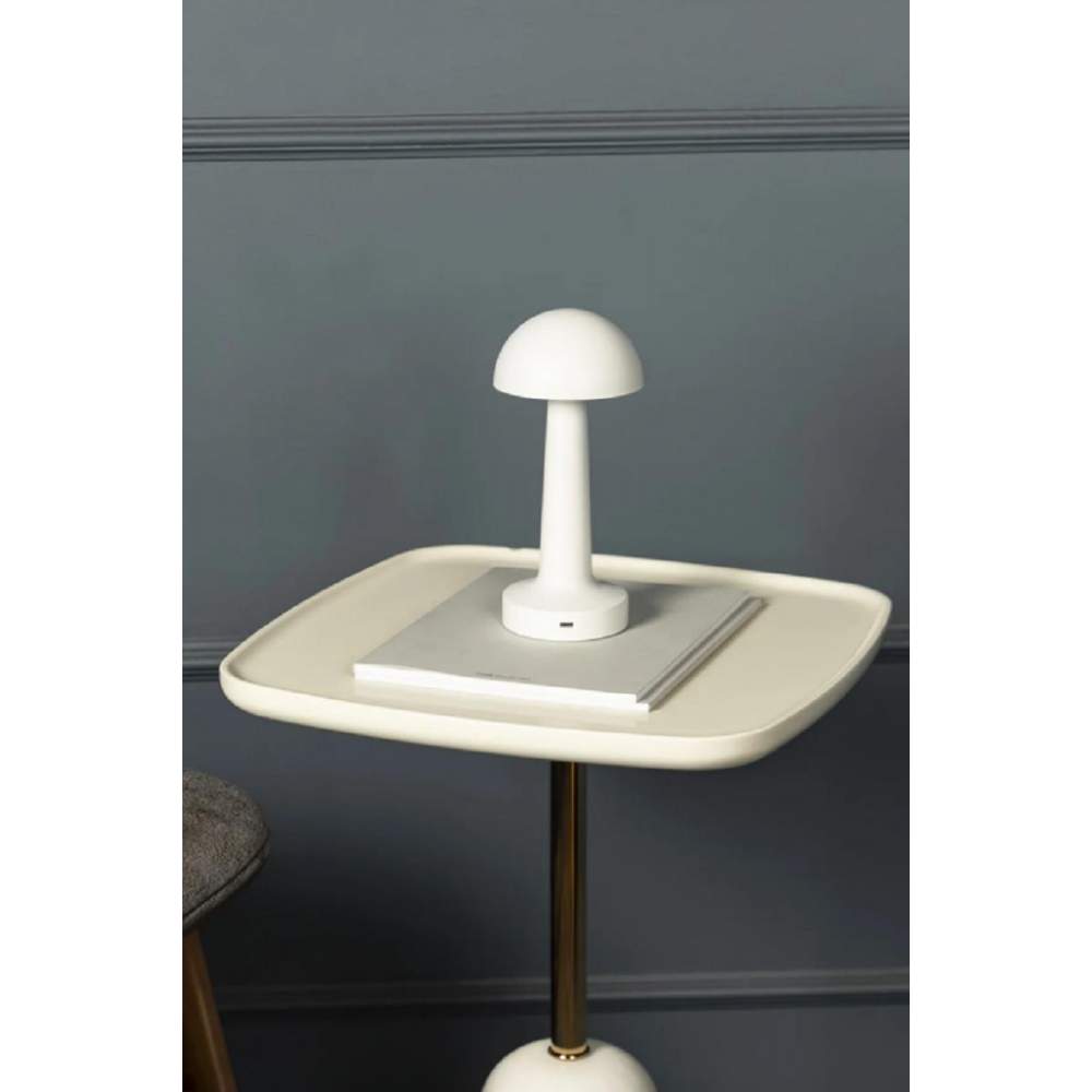 Retro Masa Lambası Mantar Model Usb Şarjlı Dekoratif Dokunmatik Beyaz Renk
