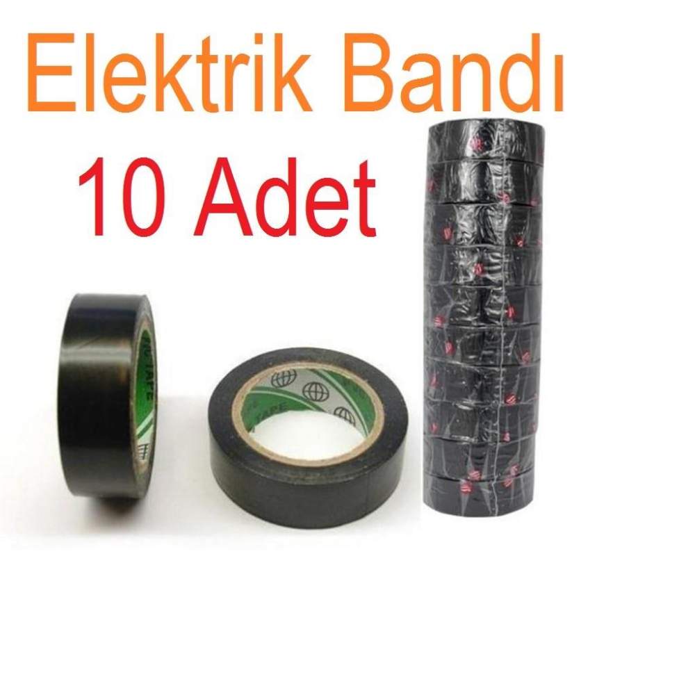 10 Adet - Elektrik Bandı Siyah - İzole Pvc Elektrik Bandı Bant N11.6