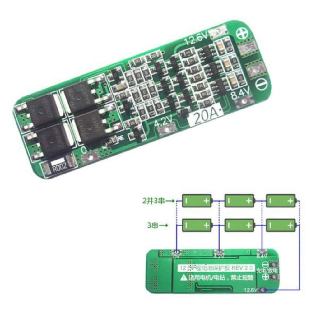 3S 20A 11.1V Bms Pil Koruma Balans Kartı 18650 Lityum Li-İon Bata N11.1032