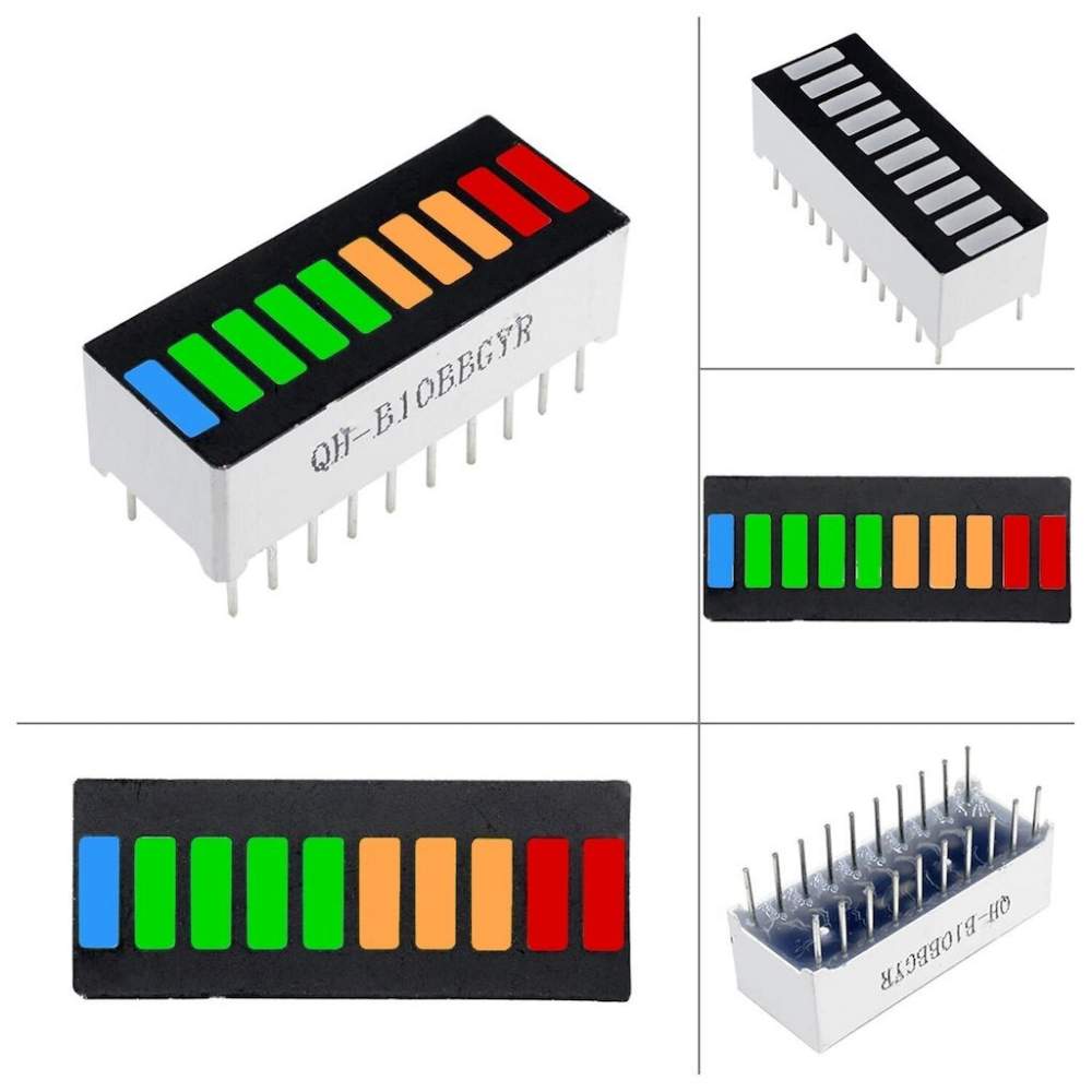 Emaycenter 4 Renk Bar Led 10 Segment Akü Batarya Kapasite Doluluk Göstergesi