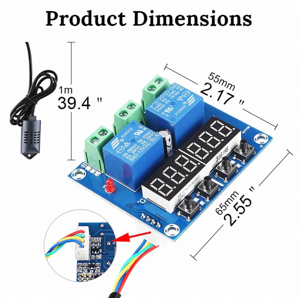 Xh-M452 Dc 12V 10A Dijital Led Çift Çıkış Sıcaklık Ve Nem Kontrol N11.4170